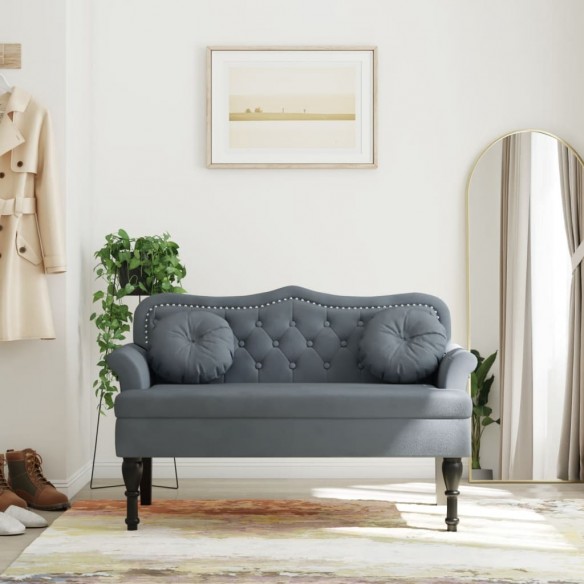 Banc avec coussins gris foncé 120,5x65x75 cm velours