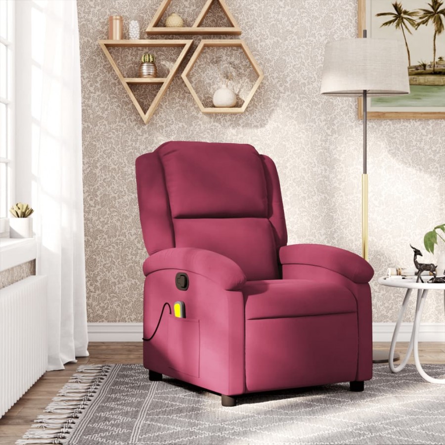 Fauteuil de massage inclinable rouge bordeaux velours