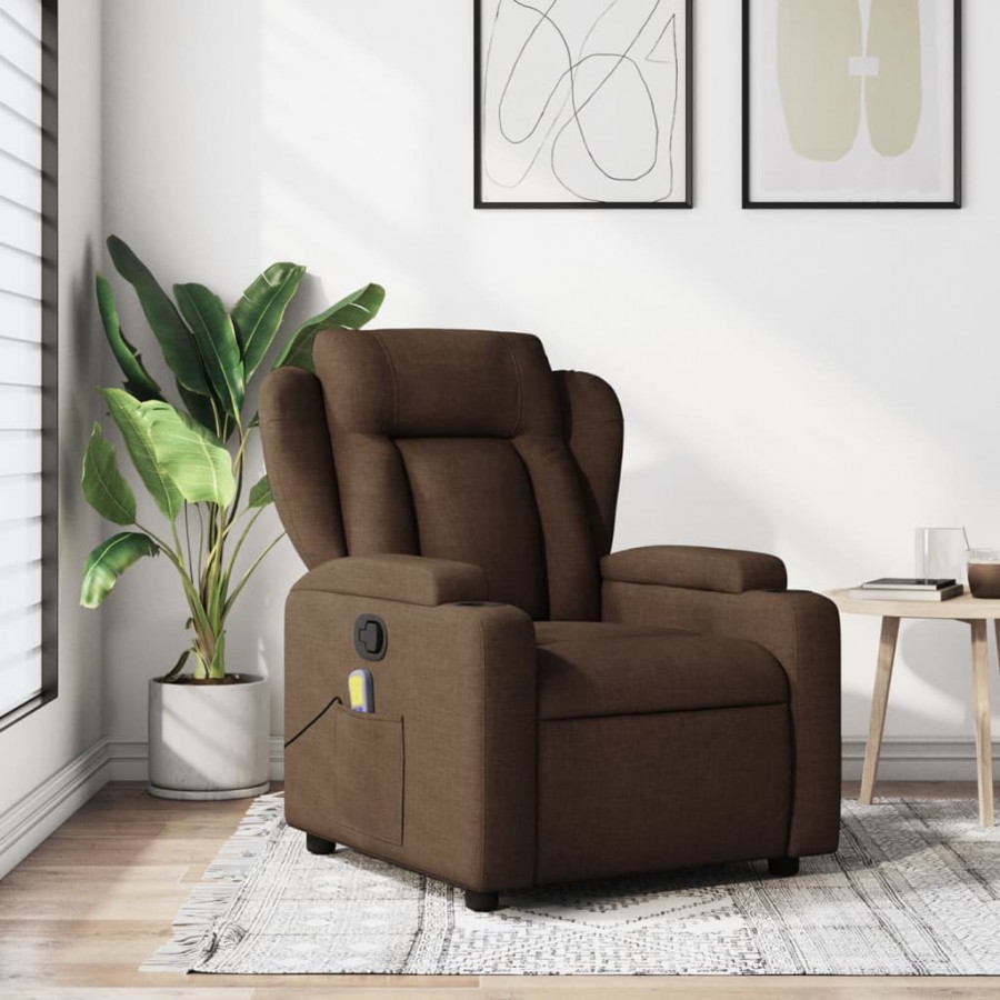 Fauteuil de massage inclinable Marron Tissu