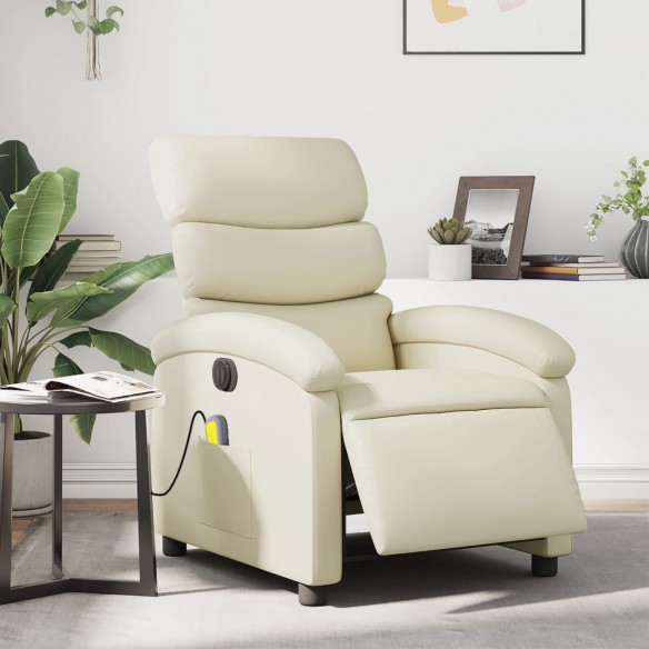 Fauteuil de massage inclinable électrique crème similicuir