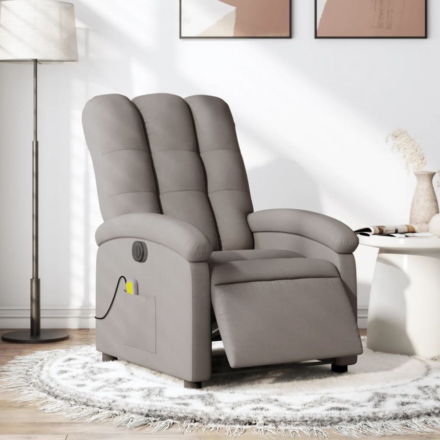 Fauteuil de massage inclinable électrique Taupe Tissu