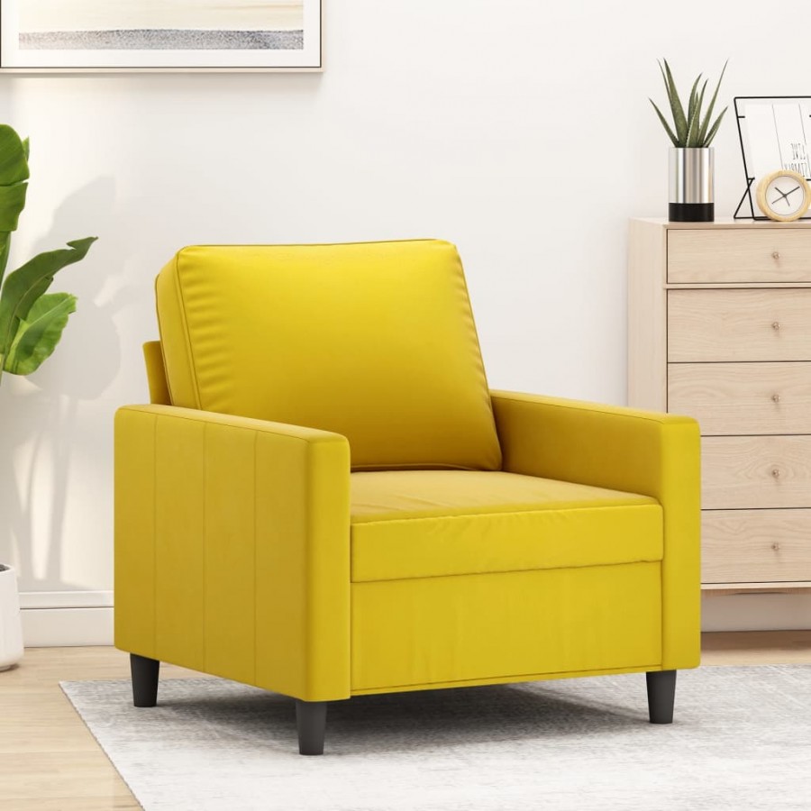 Fauteuil Jaune 60 cm Velours