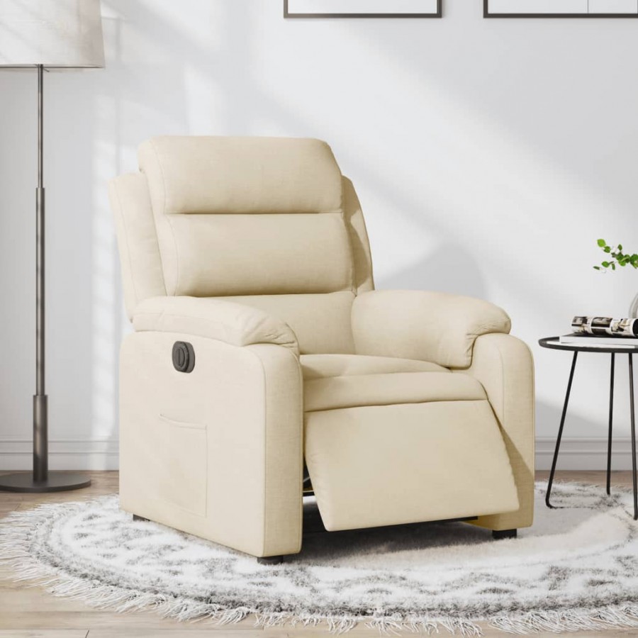 Fauteuil inclinable électrique Crème Tissu