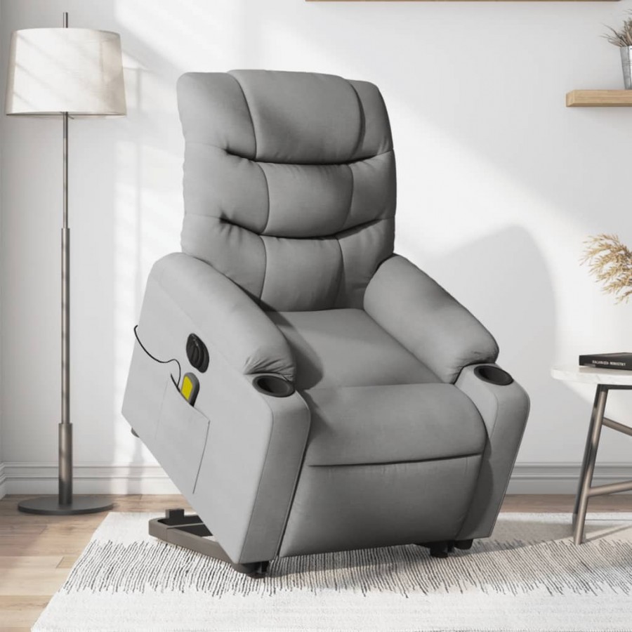 Fauteuil inclinable de massage électrique Gris clair Tissu