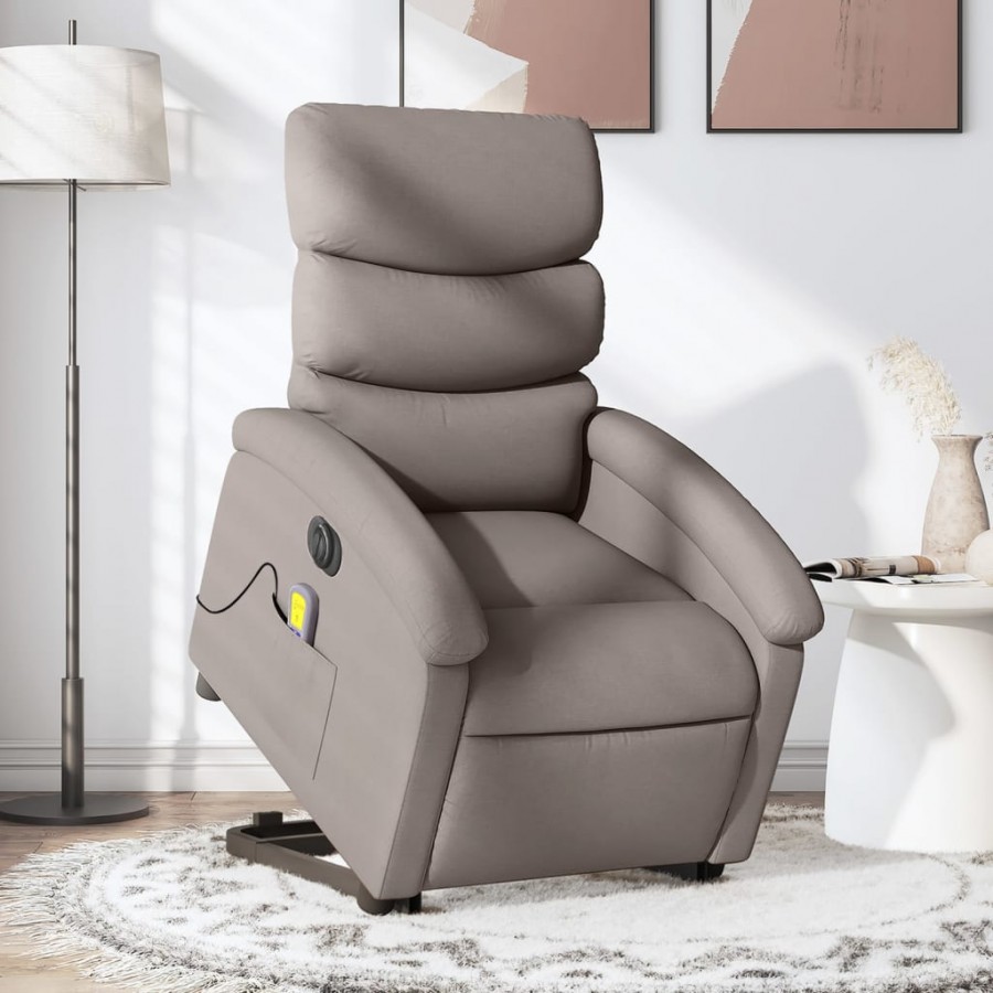 Fauteuil inclinable de massage électrique Taupe Tissu