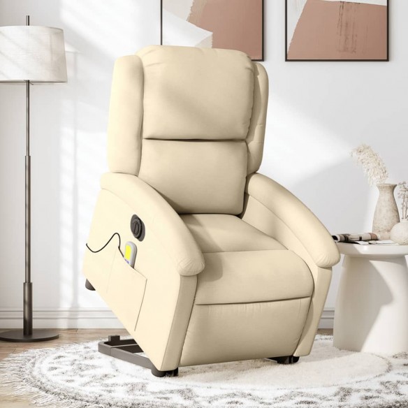 Fauteuil inclinable de massage électrique Crème Tissu