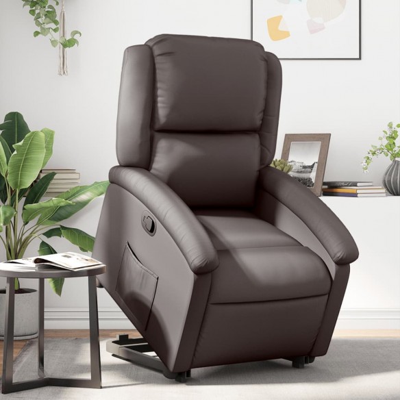 Fauteuil inclinable marron foncé cuir véritable