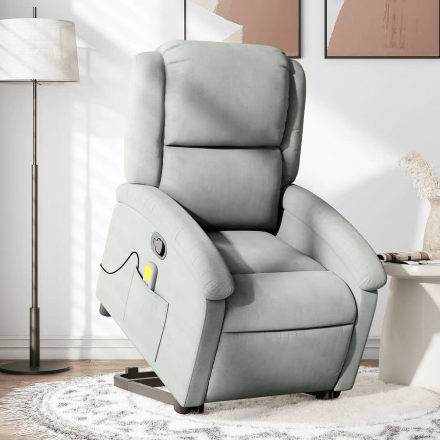 Fauteuil de massage inclinable Gris clair Velours