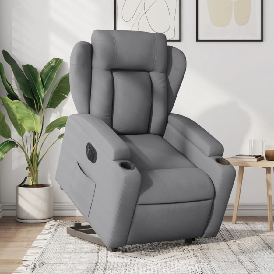 Fauteuil inclinable électrique gris clair tissu