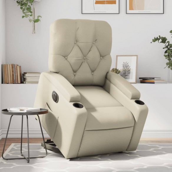 Fauteuil inclinable électrique crème similicuir