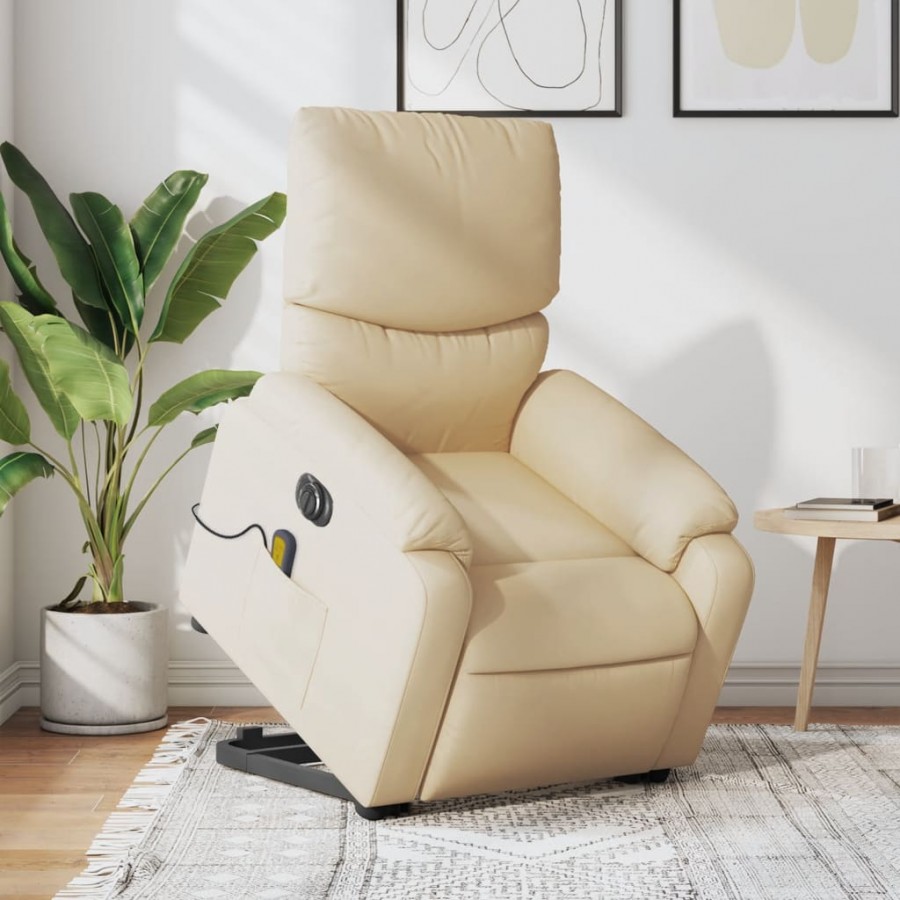 Fauteuil inclinable de massage électrique Crème Tissu