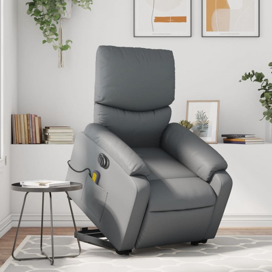 Fauteuil inclinable de massage électrique gris similicuir