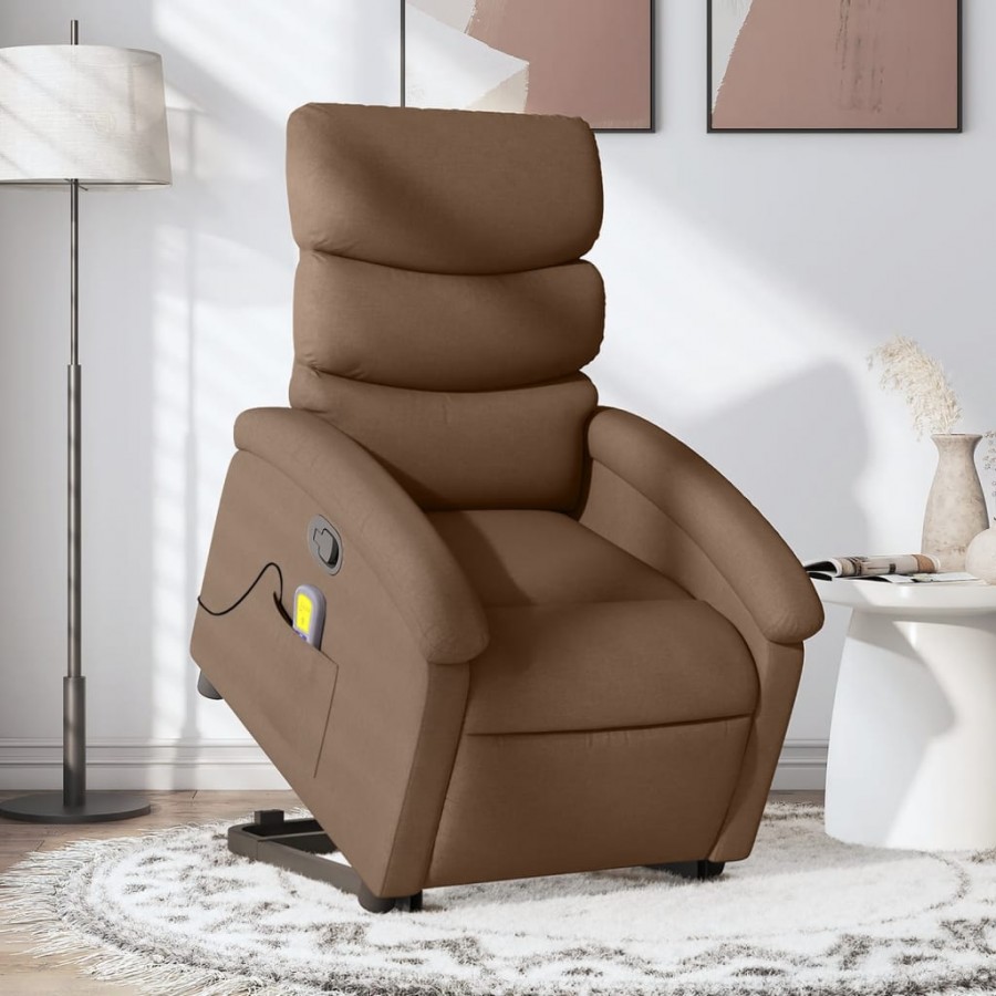 Fauteuil de massage inclinable Marron Tissu