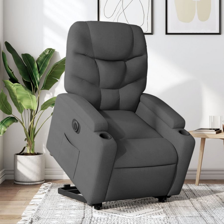 Fauteuil inclinable électrique gris foncé tissu