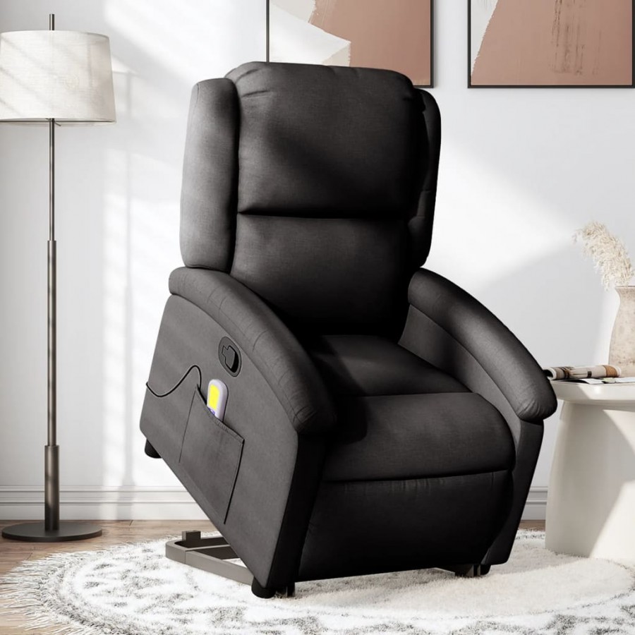 Fauteuil de massage inclinable Noir Tissu