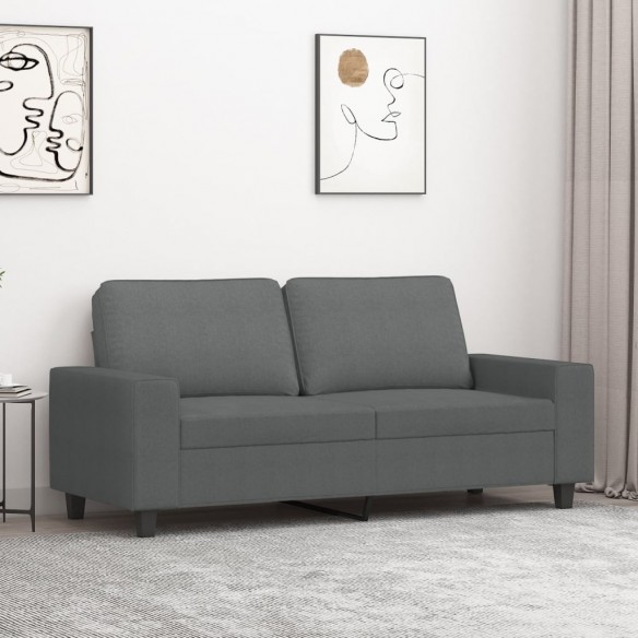 Canapé à 2 places Gris foncé 140 cm Tissu