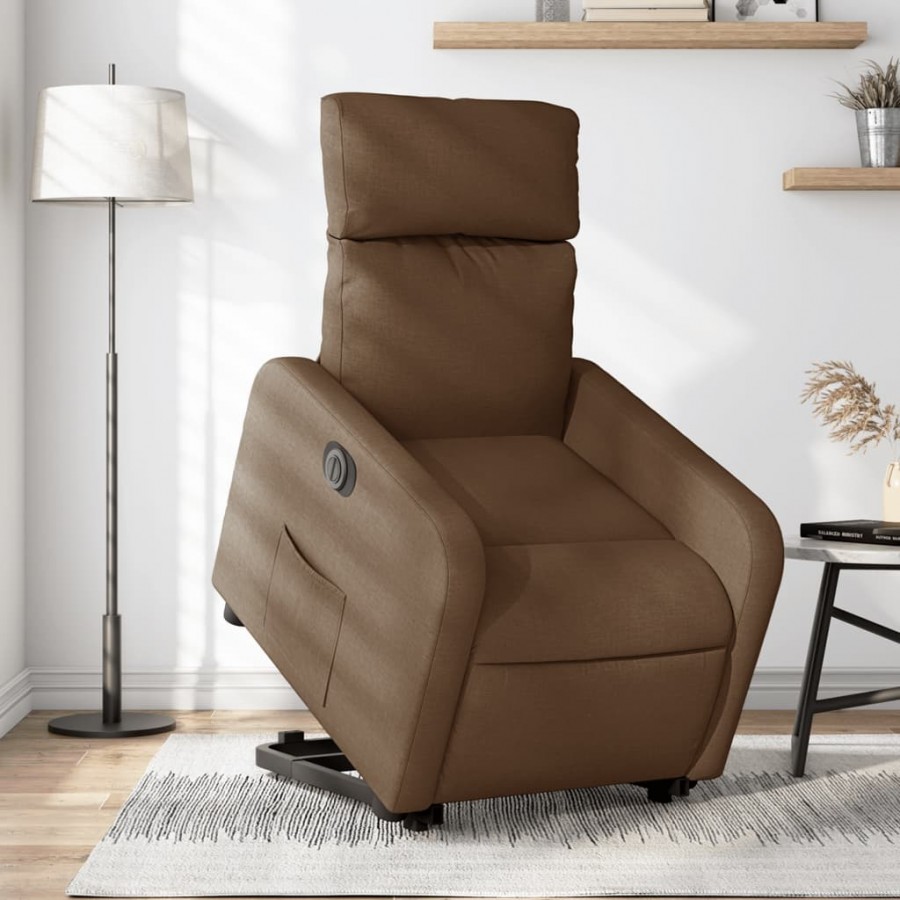 Fauteuil inclinable électrique marron tissu