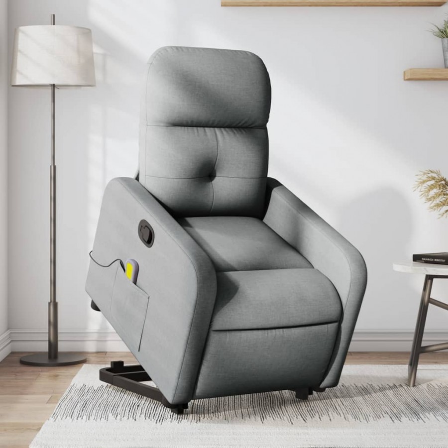 Fauteuil de massage inclinable Gris clair Tissu