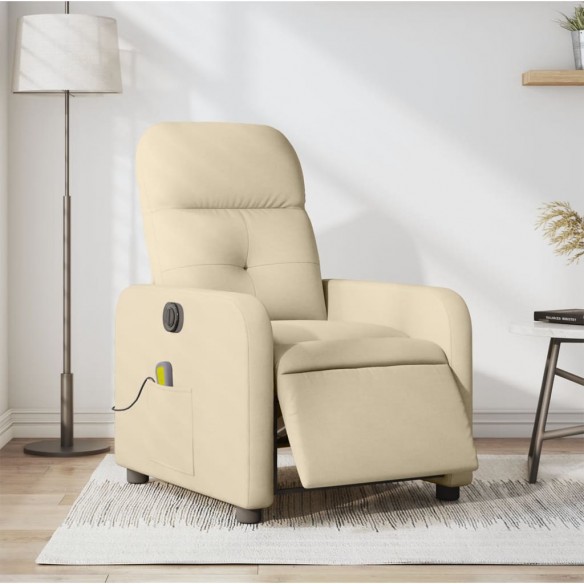 Fauteuil inclinable de massage électrique crème tissu