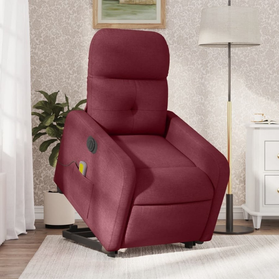 Fauteuil inclinable de massage électrique Rouge bordeaux Tissu