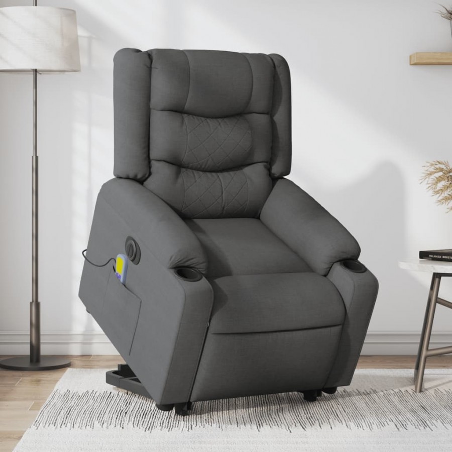 Fauteuil inclinable de massage électrique Gris foncé Tissu