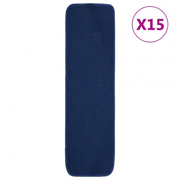 Tapis d'escalier 15 pcs 70x20 cm Bleu marine Rectangulaire