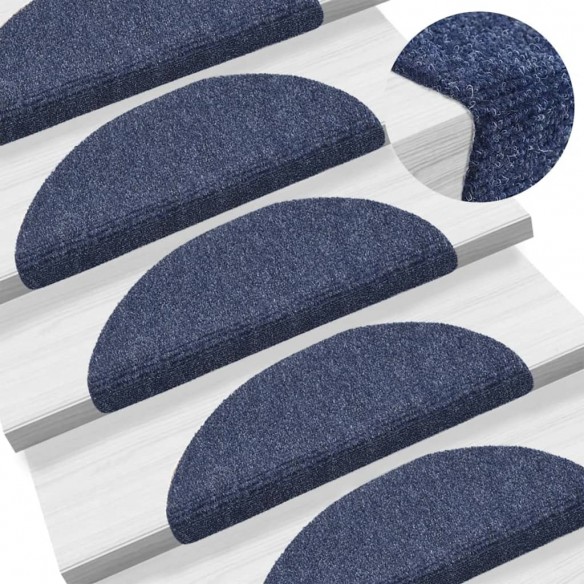 Tapis d'escalier auto-adhésif Poinçon aiguilleté 15 pcs Bleu