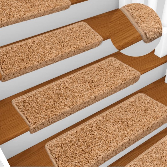 Tapis d'escalier 10 pcs 65x21x4 cm Beige