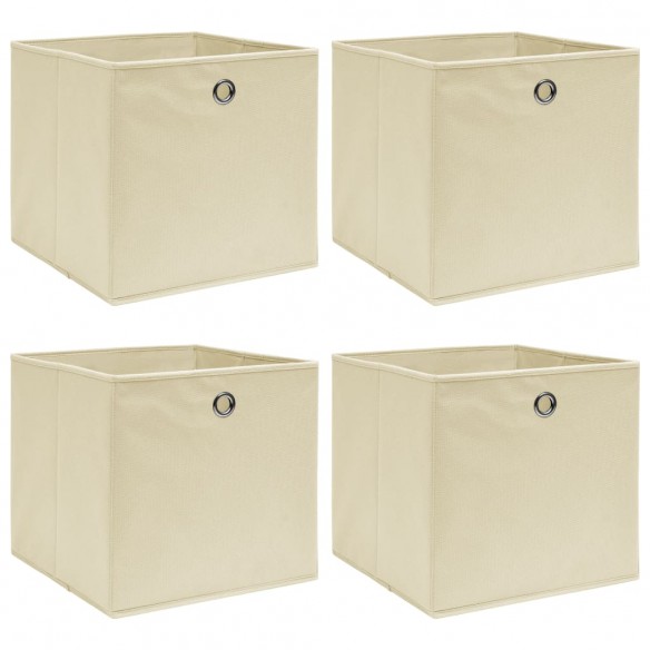 Boîtes de rangement 4 pcs Crème 32x32x32 cm Tissu