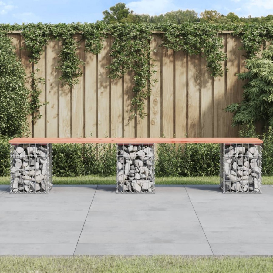 Banc de jardin design gabion 203x31x42cm bois massif de douglas