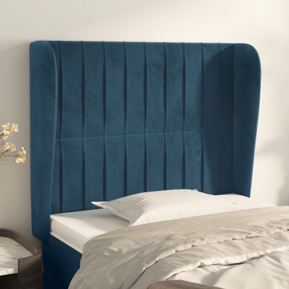 Tête de lit avec oreilles Bleu foncé 83x23x118/128 cm Velours