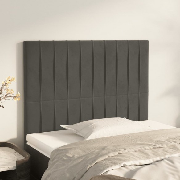 Têtes de lit 2 pcs Gris foncé 90x5x78/88 cm Velours