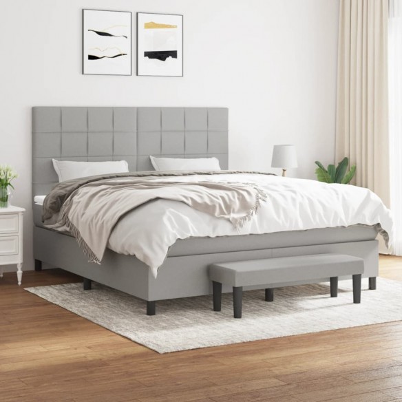 Cadre de lit avec matelas Gris clair 180x200cm Tissu