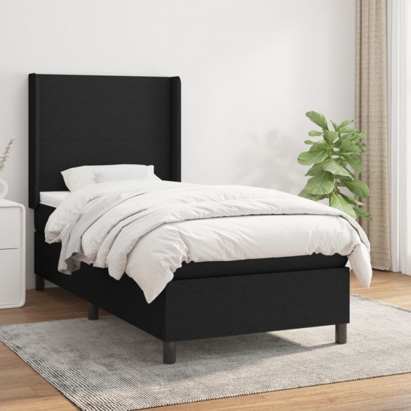 Cadre de lit avec matelas Noir 90x200 cm Tissu