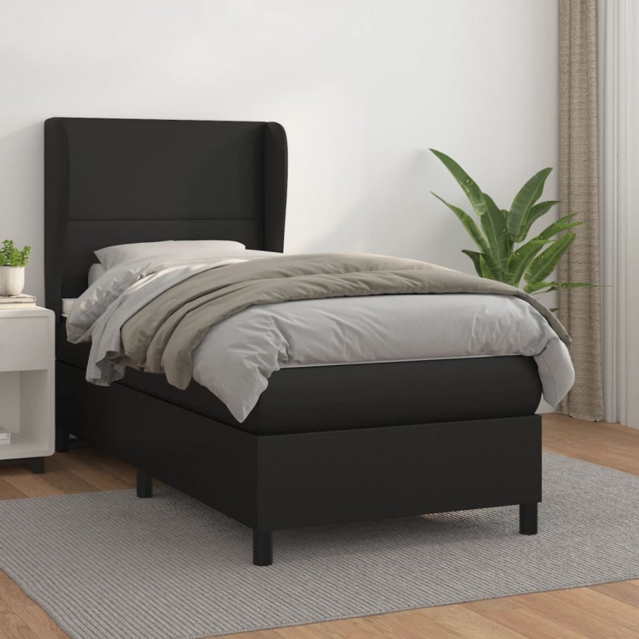 Cadre de lit avec matelas Noir 90x190 cm Similicuir