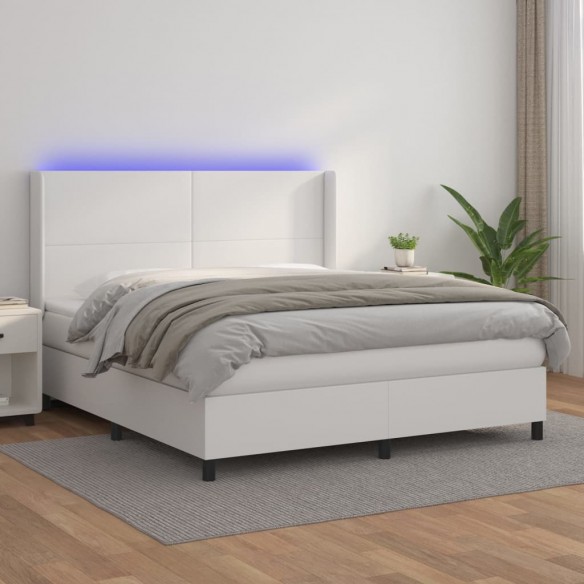 Cadre de lit matelas LED Blanc 180x200 cm Similicuir