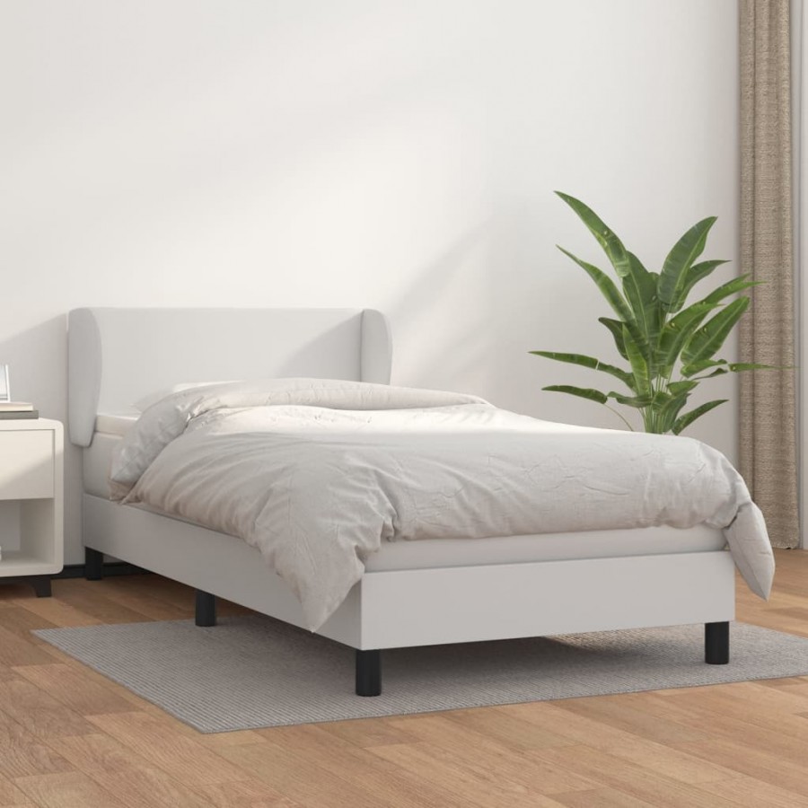 Cadre de lit avec matelas Blanc 80x200 cm Similicuir