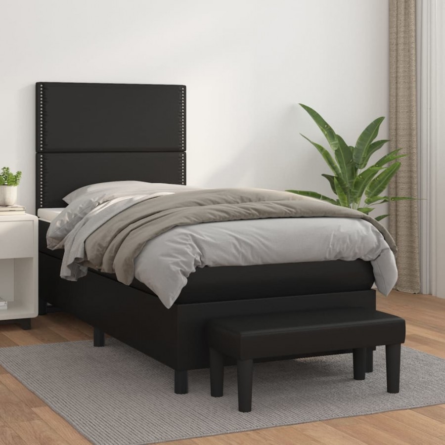 Cadre de lit avec matelas Noir 100x200 cm Similicuir