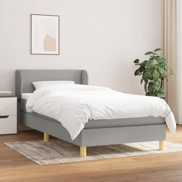 Cadre de lit et matelas Gris clair 90x190 cm Tissu