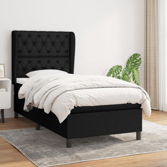 Cadre de lit et matelas Noir 80x200 cm Tissu