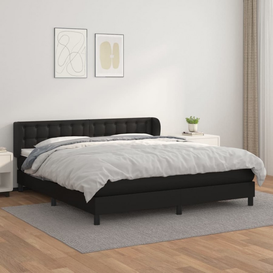 Cadre de lit avec matelas Noir 180x200 cm Similicuir