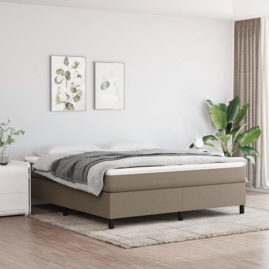 Cadre de lit avec matelas Taupe 180x200 cm Tissu