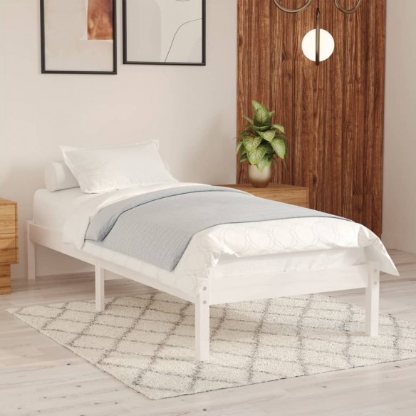 Cadre de lit Blanc Bois massif 90x190 cm Simple