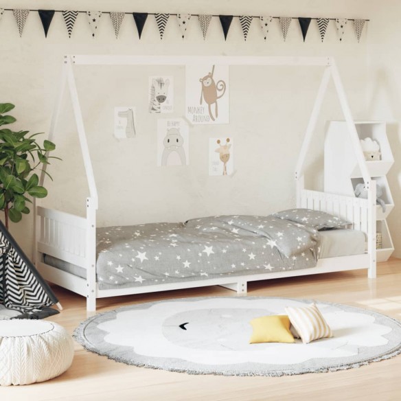 Cadre de lit pour enfants blanc 80x200 cm bois de pin massif