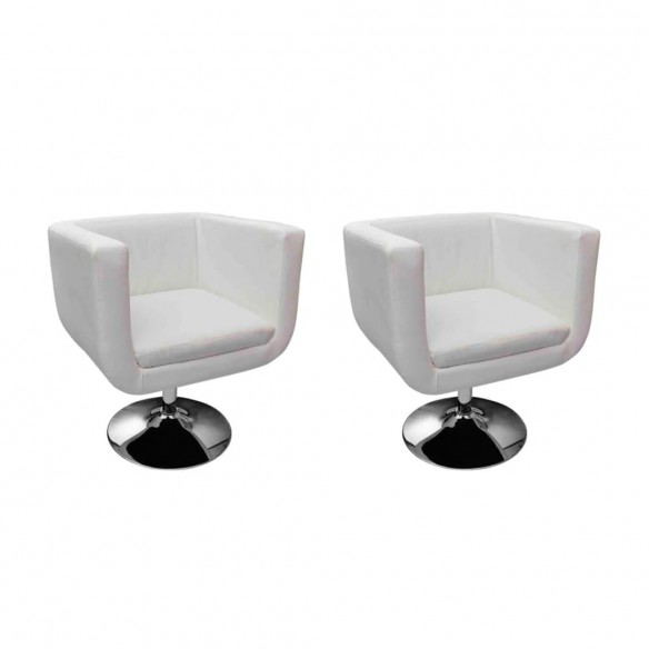 Chaises de bar lot de 2 blanc similicuir