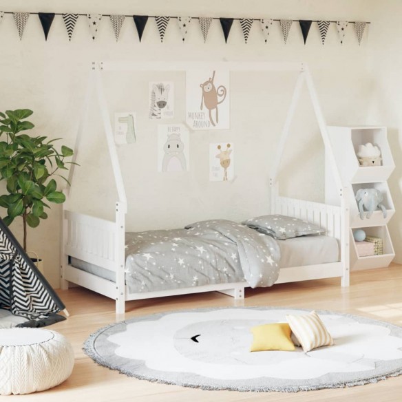 Cadre de lit pour enfant blanc 80x160 cm bois de pin massif