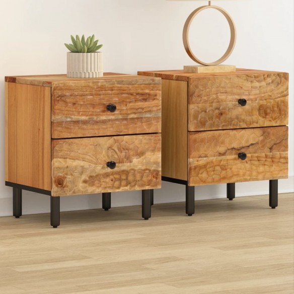 Tables de chevet 2 pcs 40x33x46 cm Bois d'acacia massif