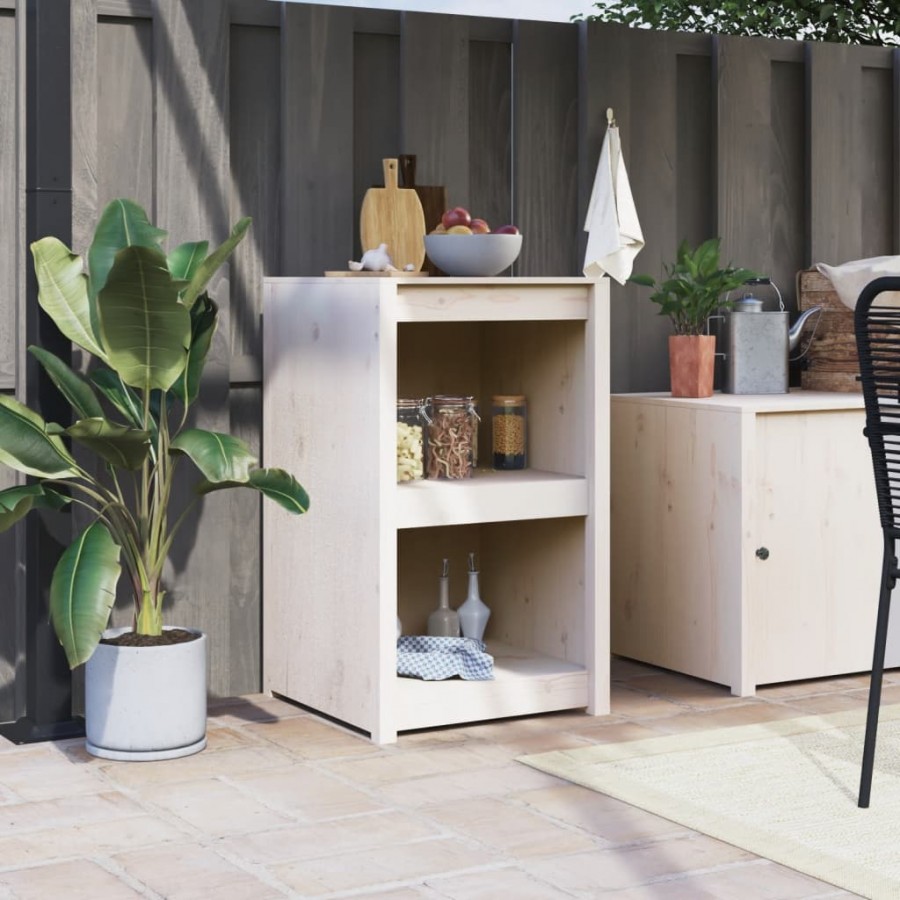 Armoire de cuisine d'extérieur blanc bois de pin massif