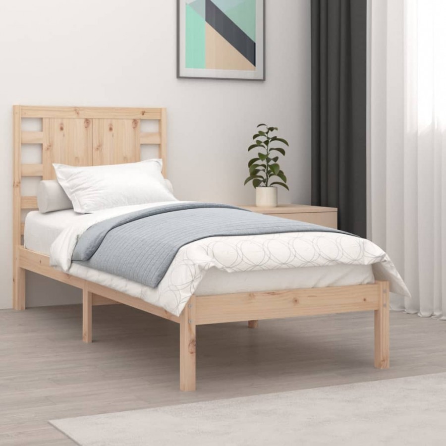 Cadre de lit bois massif 75x190 cm petit simple