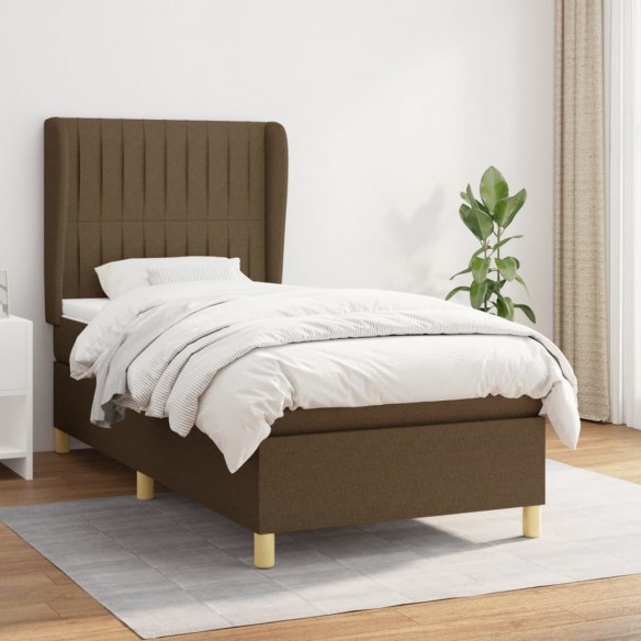 Cadre de lit avec matelas Marron foncé 90x200 cm